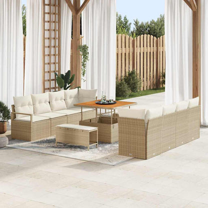 Set Divano da Giardino con cuscino 11 pcs Beige polyrattan