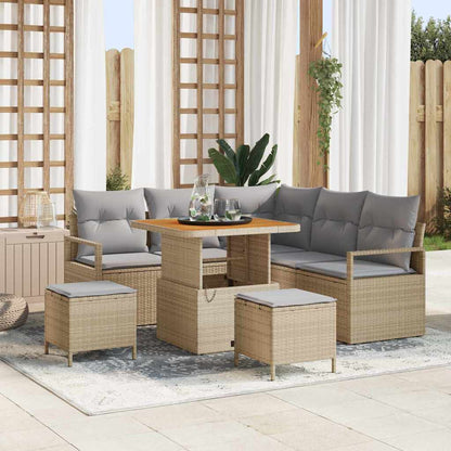 Set Divano da Giardino con cuscino 8 pcs Beige polyrattan