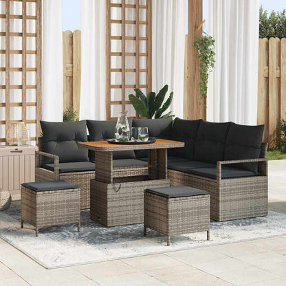 Set Divano da Giardino con cuscino 8 pcs Grigio polyrattan