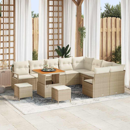 Set Divano da Giardino con cuscino 12 pcs Beige polyrattan