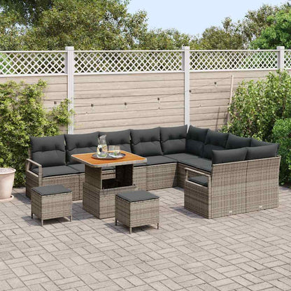 Set Divano da Giardino con cuscino 12 pcs Grigio polyrattan