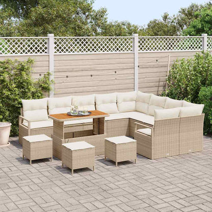 Set Divano da Giardino con cuscino 13 pcs Beige polyrattan