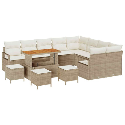 Set Divano da Giardino con cuscino 13 pcs Beige polyrattan