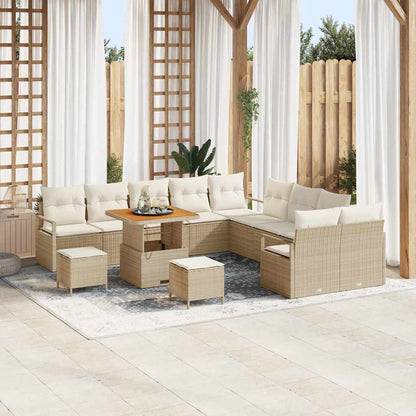 Set Divano da Giardino con cuscino 13 pcs Beige polyrattan