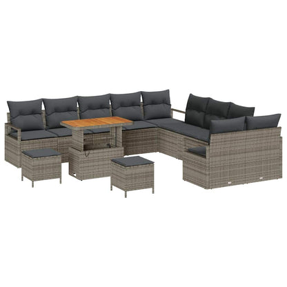 Set Divano da Giardino con cuscino 13 pcs Grigio polyrattan