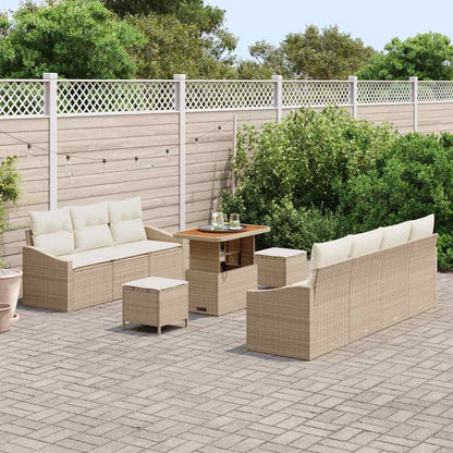 Set Divano da Giardino con cuscino 10 pcs Beige polyrattan