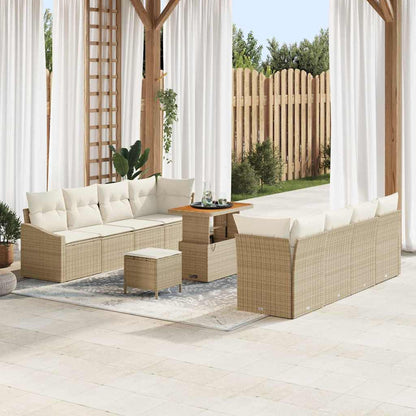 Set Divano da Giardino con cuscino 11 pcs Beige polyrattan
