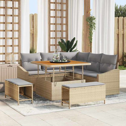 Set Divano da Giardino con cuscino 8 pcs Beige polyrattan