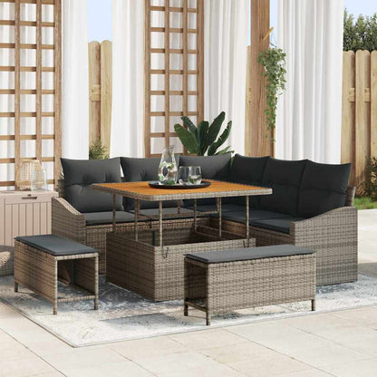 Set Divano da Giardino con cuscino 8 pcs Grigio polyrattan