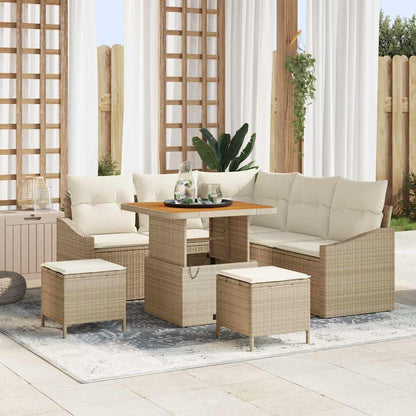 Set Divano da Giardino con cuscino 8 pcs Beige polyrattan