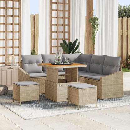 Set Divano da Giardino con cuscino 8 pcs Beige polyrattan