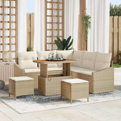 Set Divano da Giardino con cuscino 8 pcs Beige polyrattan