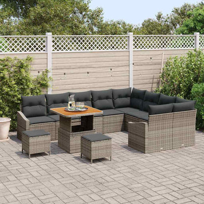 Set Divano da Giardino con cuscino 12 pcs Grigio polyrattan