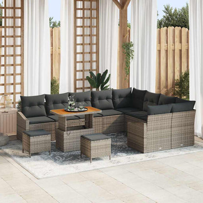 Set Divano da Giardino con cuscino 12 pcs Grigio polyrattan