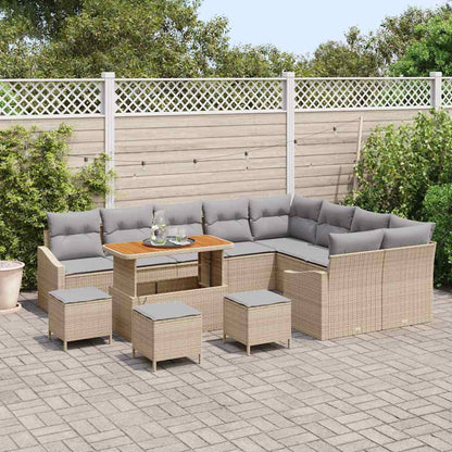 Set Divano da Giardino con cuscino 13 pcs Beige polyrattan