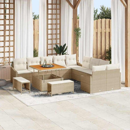 Set Divano da Giardino con cuscino 13 pcs Beige polyrattan