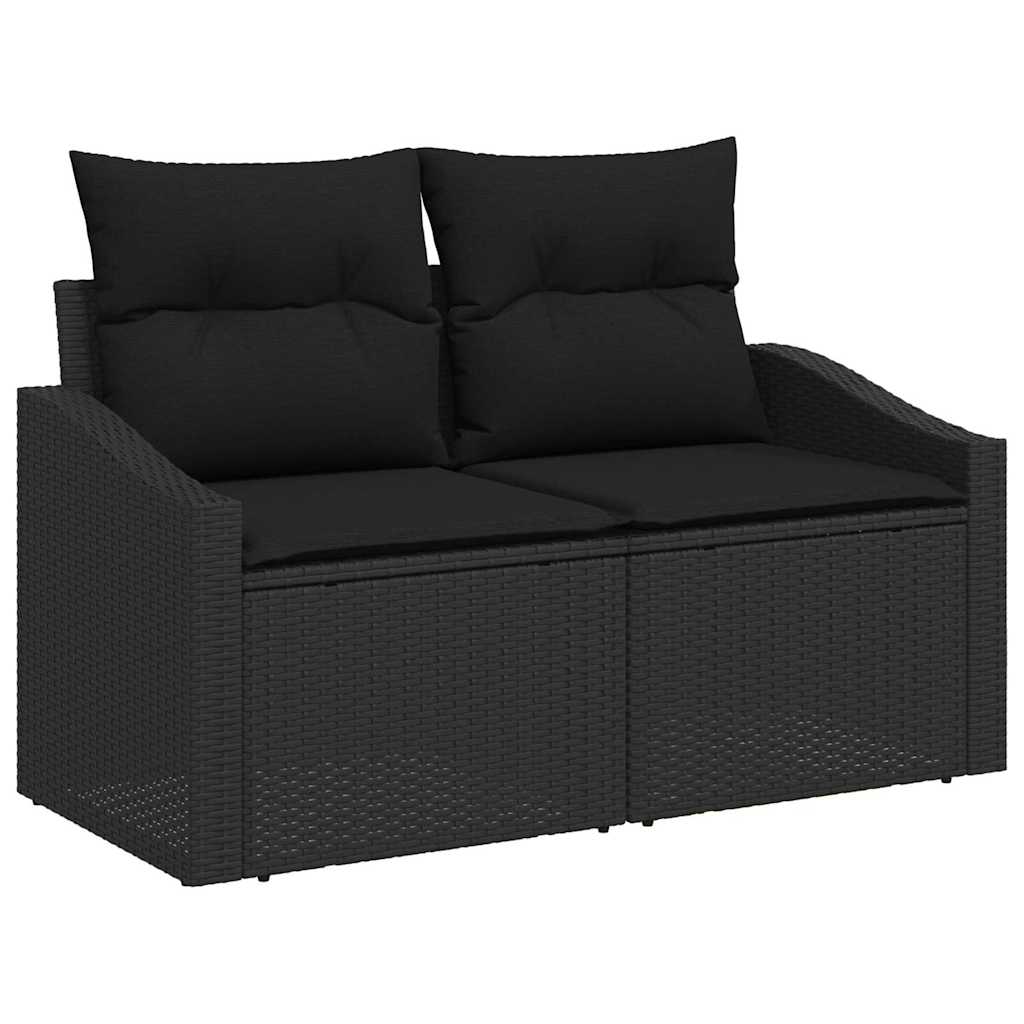 Set Divano da Giardino con cuscino 14 pcs Nero polyrattan