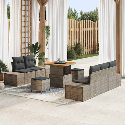 Set Divano da Giardino con cuscino 8 pcs Grigio polyrattan