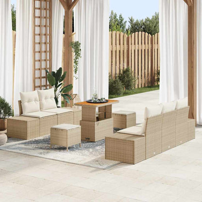 Set Divano da Giardino con cuscino 8 pcs Beige polyrattan