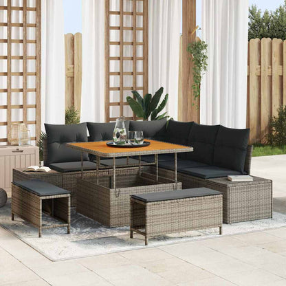Set Divano da Giardino con cuscino 8 pcs Grigio polyrattan