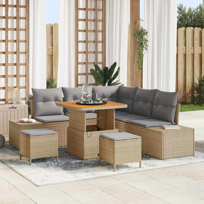 Set Divano da Giardino con cuscino 8 pcs Beige polyrattan