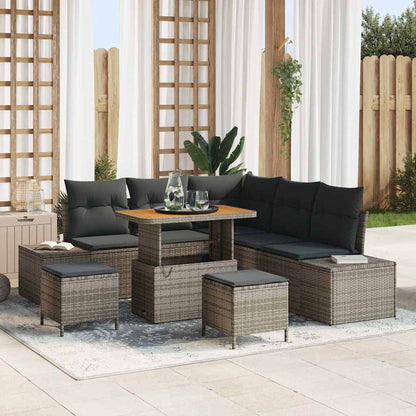 Set Divano da Giardino con cuscino 8 pcs Grigio polyrattan