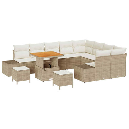 Set Divano da Giardino con cuscino 12 pcs Beige polyrattan