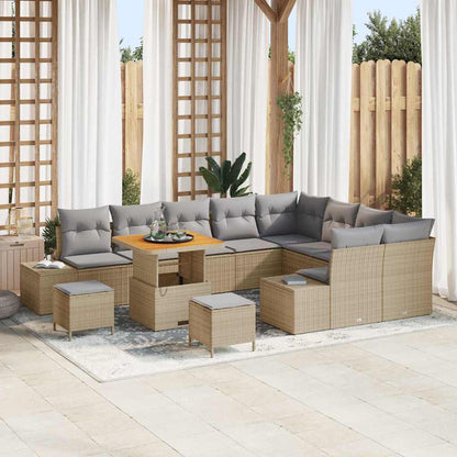 Set Divano da Giardino con cuscino 12 pcs Beige polyrattan