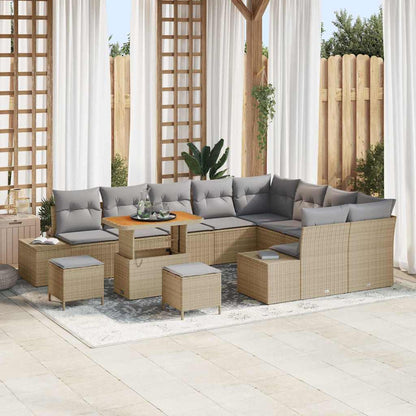 Set Divano da Giardino con cuscino 12 pcs Beige polyrattan
