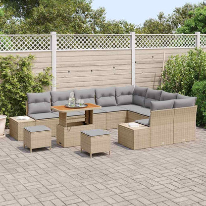 Set Divano da Giardino con cuscino 12 pcs Beige polyrattan