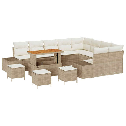Set Divano da Giardino con cuscino 13 pcs Beige polyrattan
