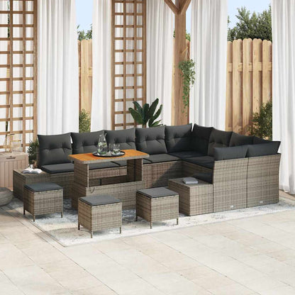 Set Divano da Giardino con cuscino 13 pcs Grigio polyrattan