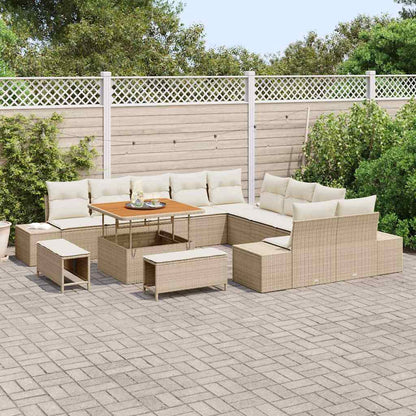 Set Divano da Giardino con cuscino 13 pcs Beige polyrattan
