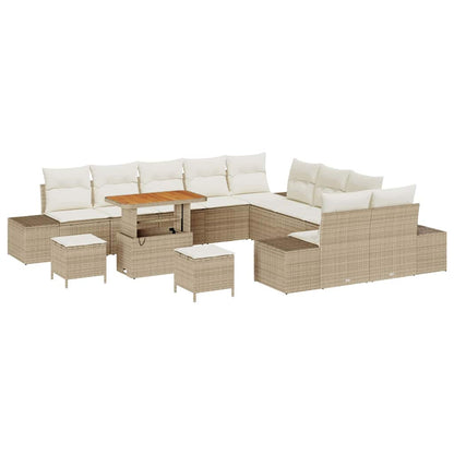 Set Divano da Giardino con cuscino 13 pcs Beige polyrattan