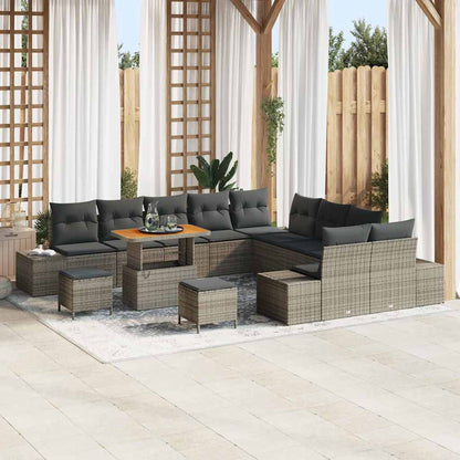 Set Divano da Giardino con cuscino 13 pcs Grigio polyrattan