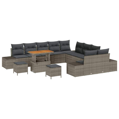 Set Divano da Giardino con cuscino 13 pcs Grigio polyrattan
