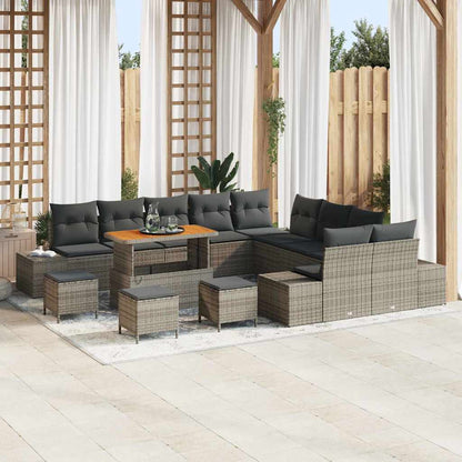 Set Divano da Giardino con cuscino 14 pcs Grigio polyrattan