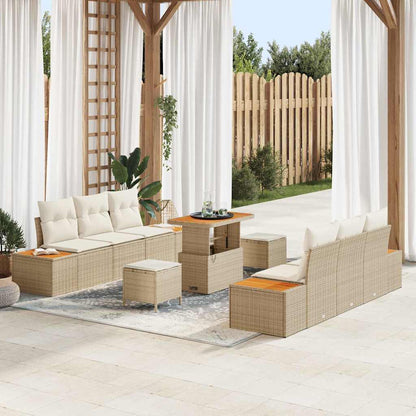 Set Divano da Giardino 9 pcs Beige polyrattan