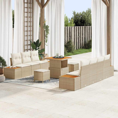 Set Divano da Giardino 10 pcs Beige polyrattan