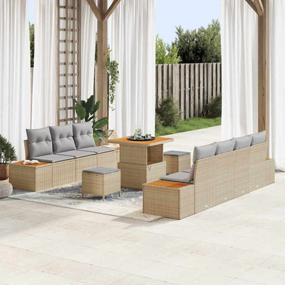 Set Divano da Giardino 10 pcs Beige polyrattan