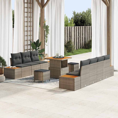 Set Divano da Giardino 10 pcs Grigio polyrattan