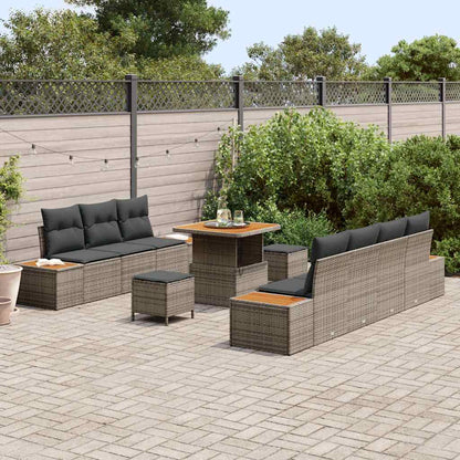 Set Divano da Giardino 10 pcs Grigio polyrattan