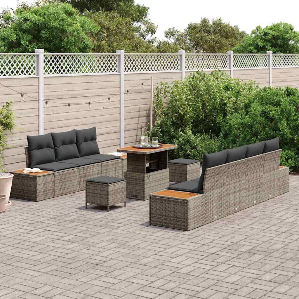 Set Divano da Giardino 10 pcs Grigio polyrattan
