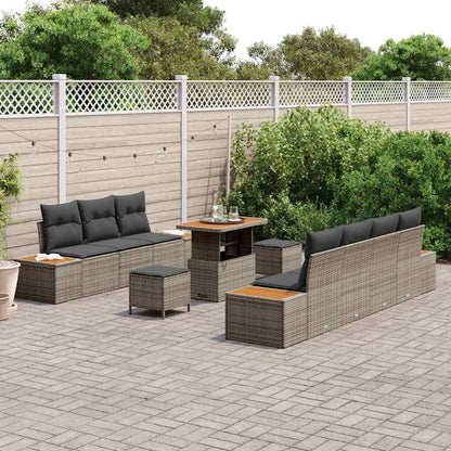 Set Divano da Giardino 10 pcs Grigio polyrattan