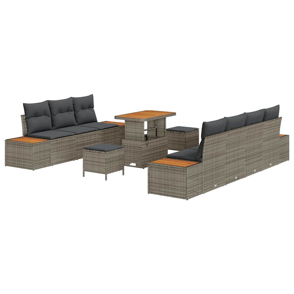 Set Divano da Giardino 10 pcs Grigio polyrattan