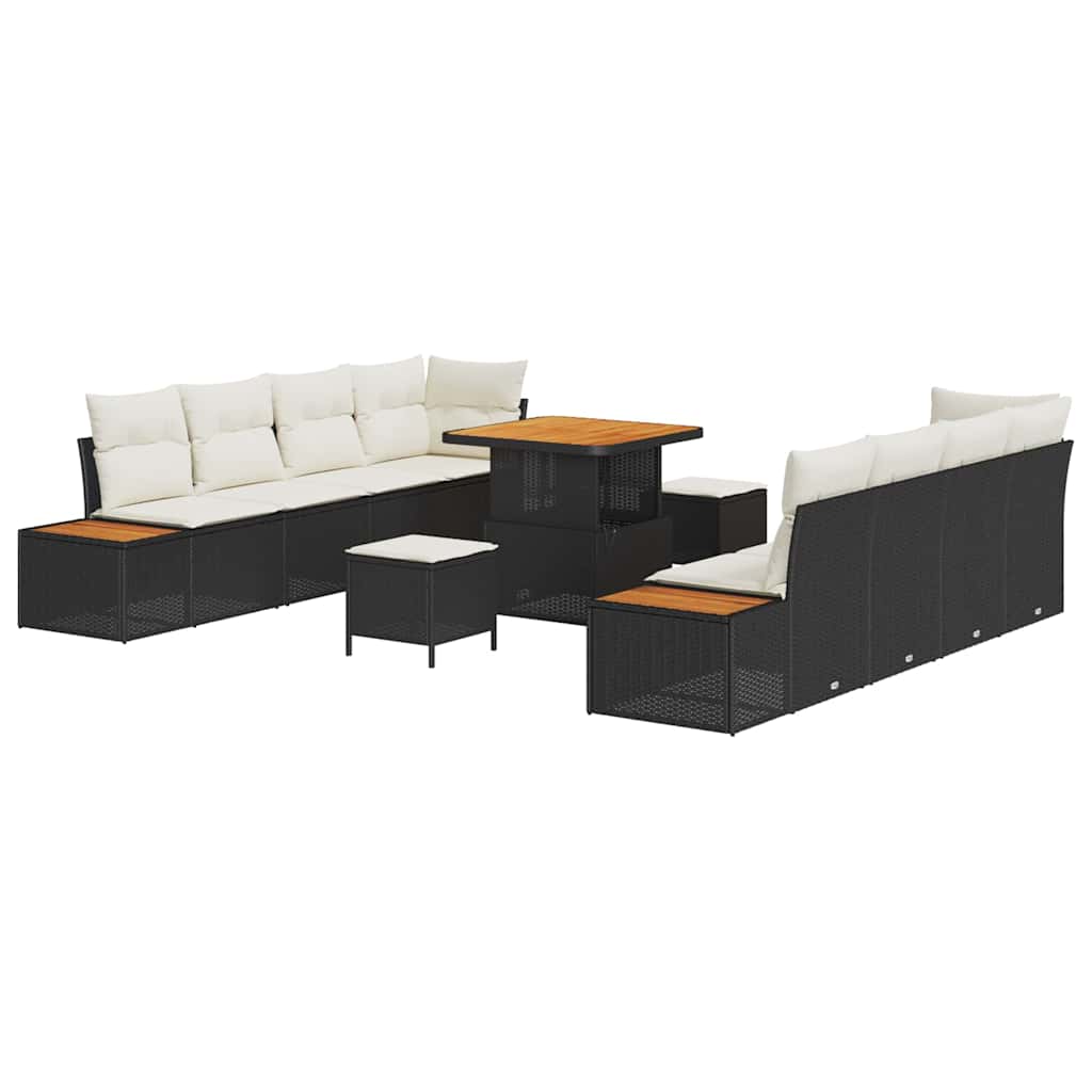 Set Divano da Giardino 11 pcs Nero polyrattan