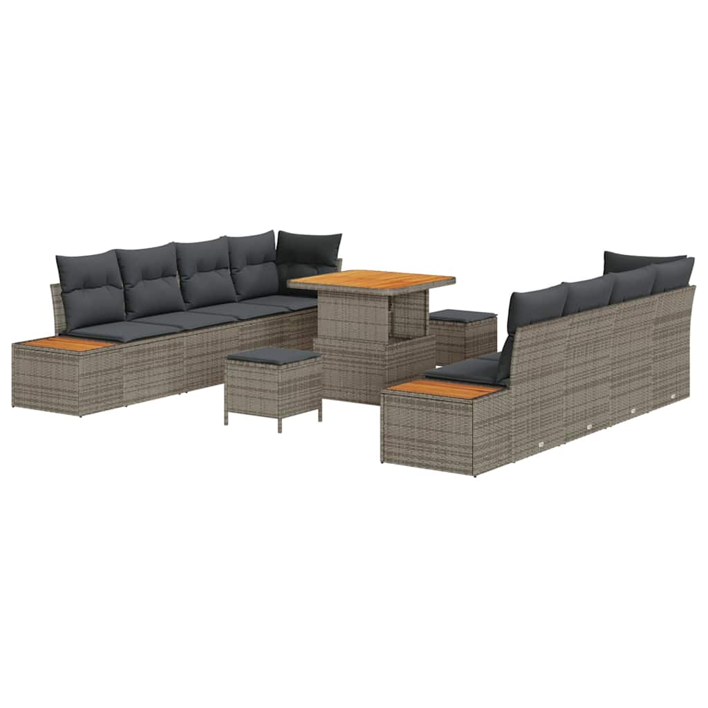Set Divano da Giardino 11 pcs Grigio polyrattan