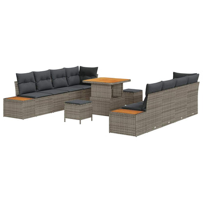 Set Divano da Giardino 11 pcs Grigio polyrattan