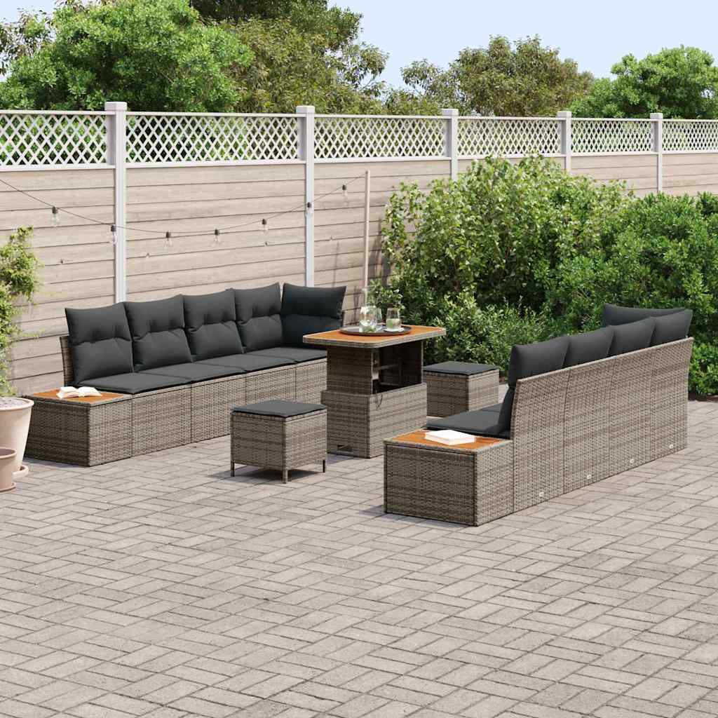 Set Divano da Giardino 11 pcs Grigio polyrattan