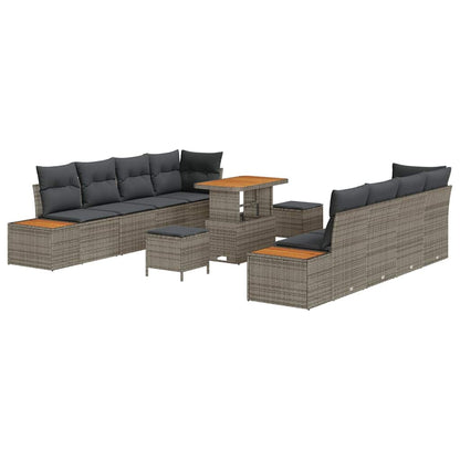Set Divano da Giardino 11 pcs Grigio polyrattan